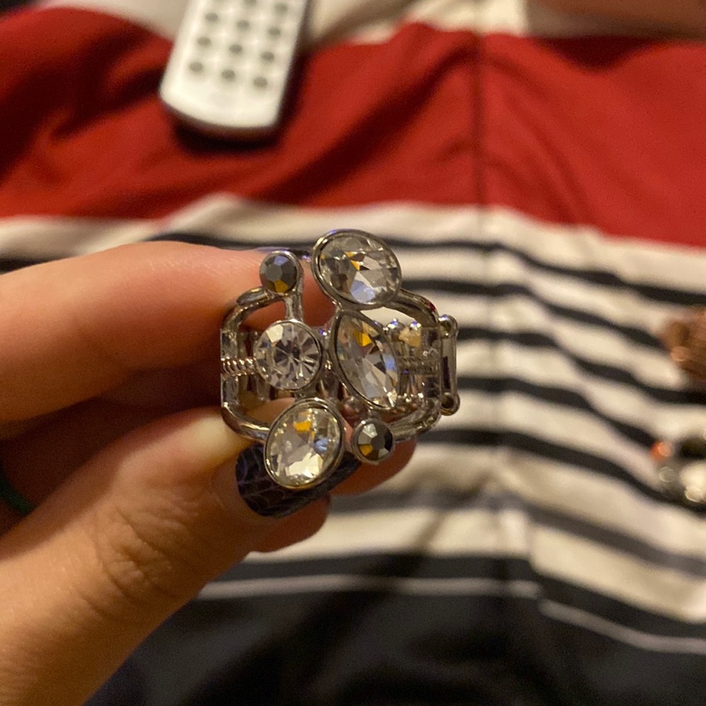 Clear and Grey Stone Ring